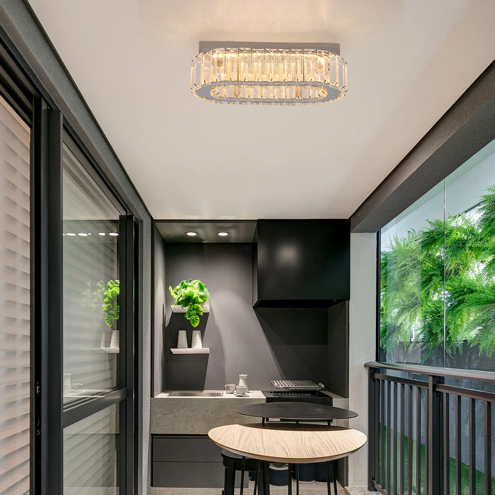 Crystal LED Ceiling Lamp – 3-Color Dimmable Light