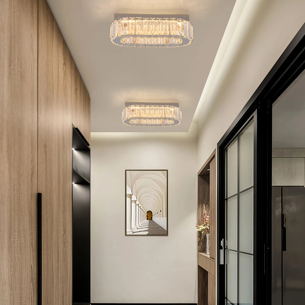 Crystal LED Ceiling Lamp – 3-Color Dimmable Light