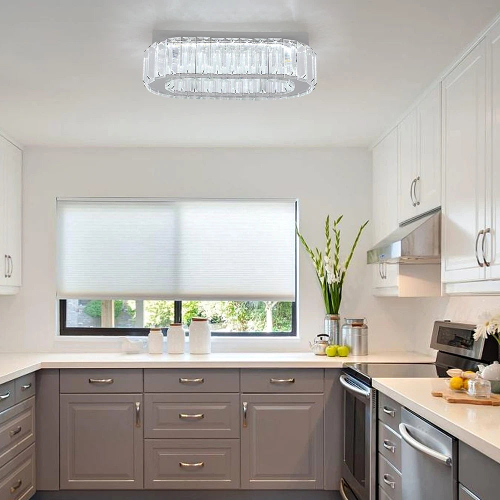 Crystal LED Ceiling Lamp – 3-Color Dimmable Light