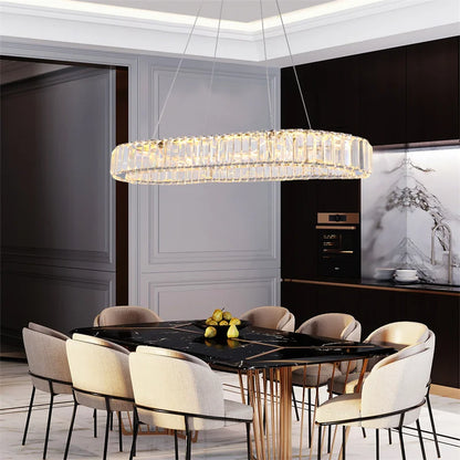 Crystal Ring Chandelier – Dimmable LED with Remote