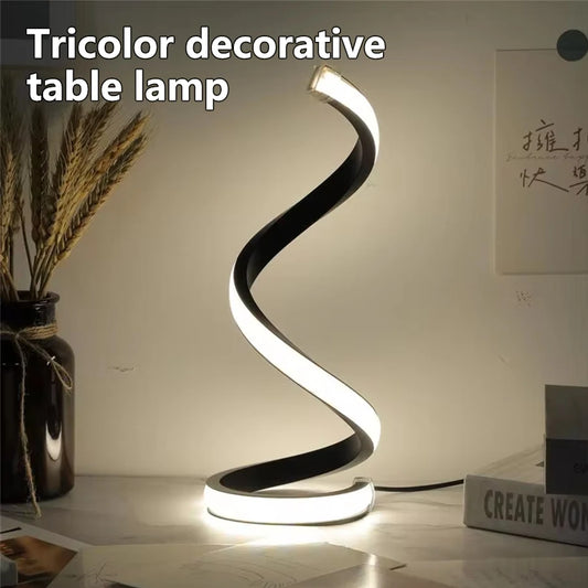 Spiral LED Table Lamp – Dimmable Bedside Night Light