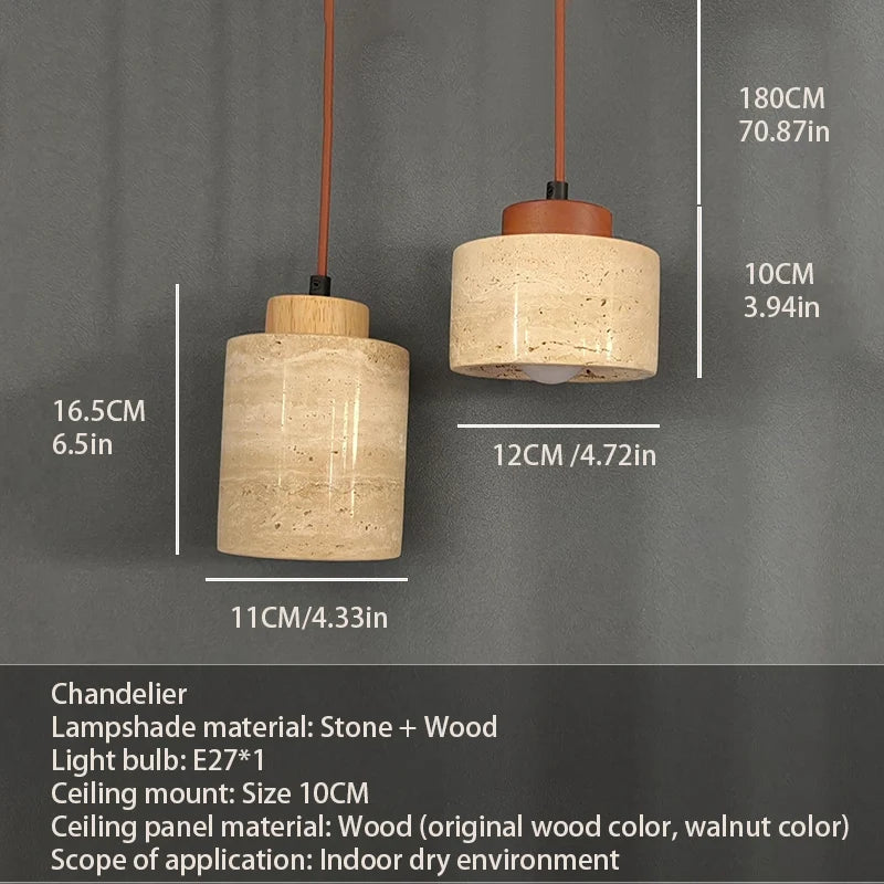 Wabi-Sabi Stone Pendant Lamp – Bedside Hanging Light