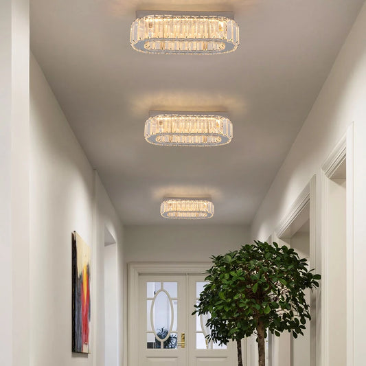 Crystal LED Ceiling Lamp – 3-Color Dimmable Light