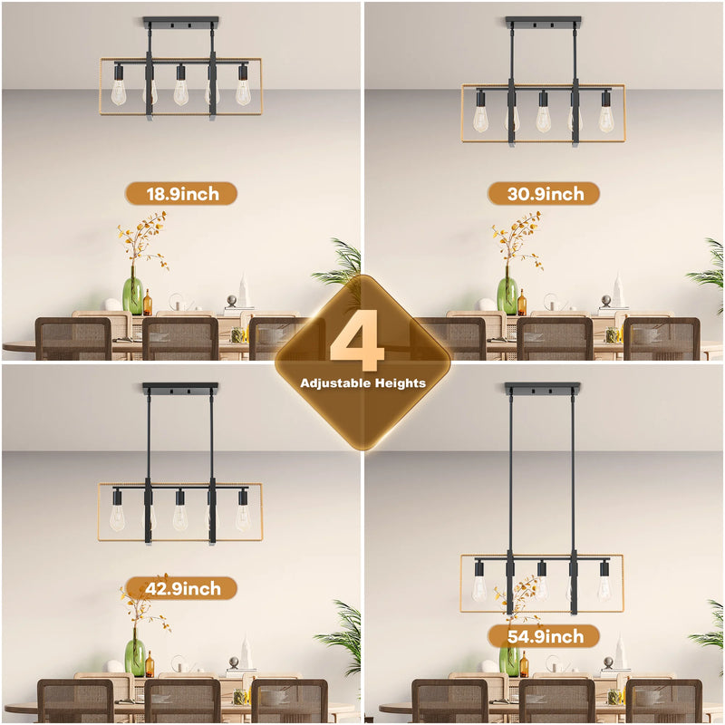 5-Light Rattan Pendant Light – Farmhouse Chandelier