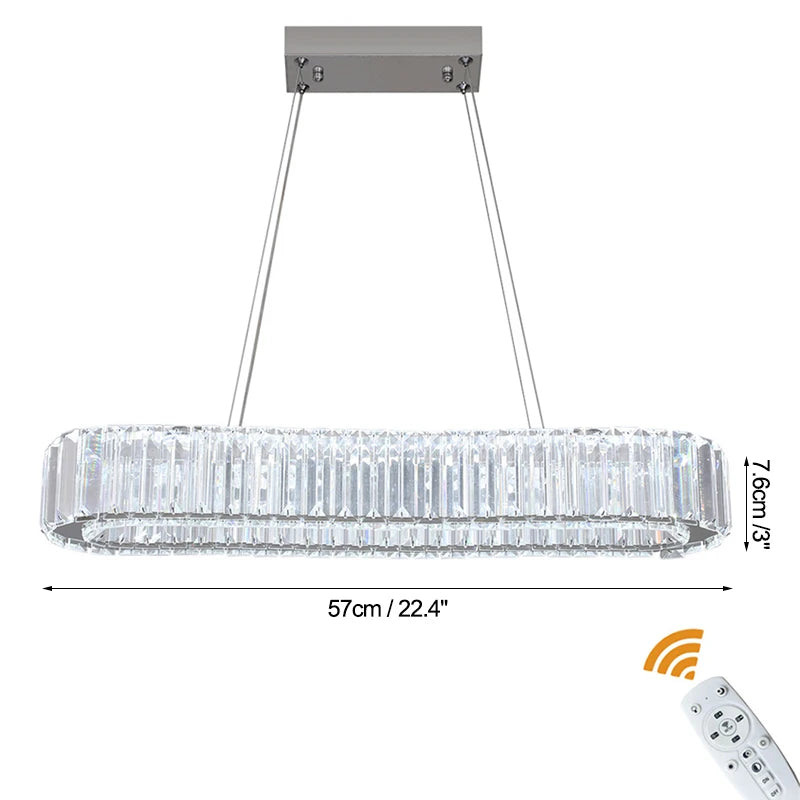 Crystal Ring Chandelier – Dimmable LED with Remote