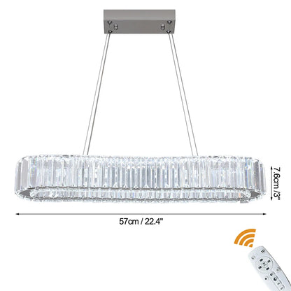 Crystal Ring Chandelier – Dimmable LED with Remote