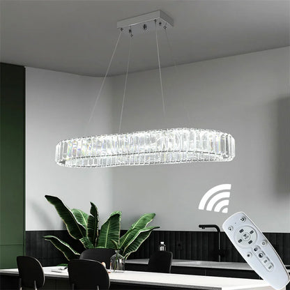 Crystal Ring Chandelier – Dimmable LED with Remote