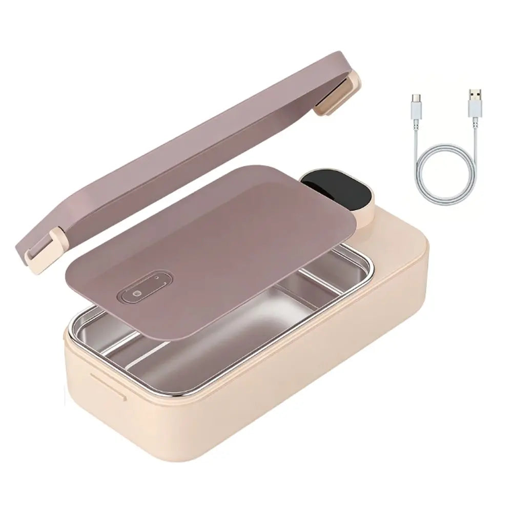 Stainless Steel Heating Lunch Box with Leak Proof Detachable Inner Container for Office Travel Hiking 26X12X7Cm