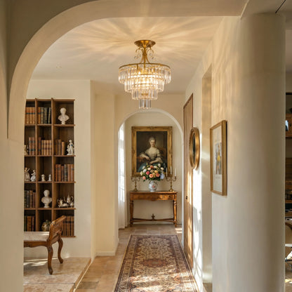 Gold Crystal Chandelier – Semi-Flush Ceiling Light