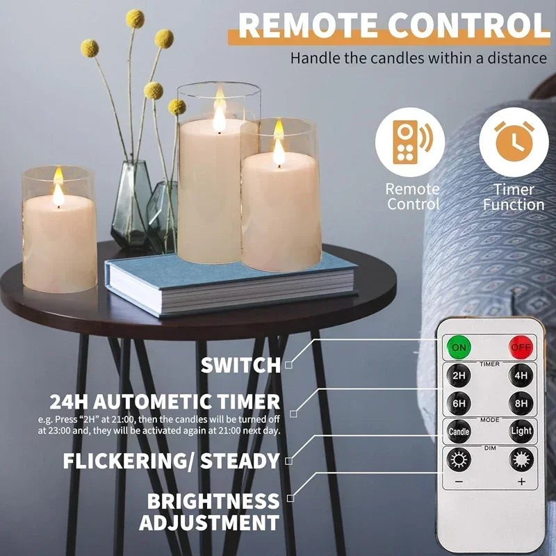 Flameless LED Candles Set – Remote & Timer (3-Pack)