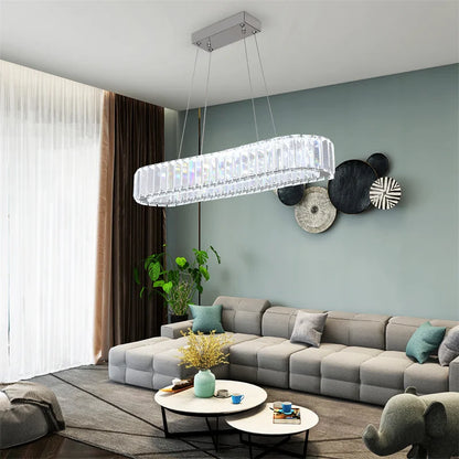Crystal Ring Chandelier – Dimmable LED with Remote