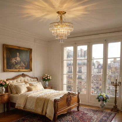 Gold Crystal Chandelier – Semi-Flush Ceiling Light