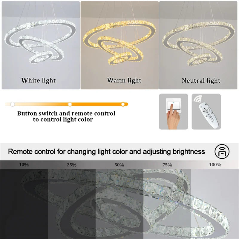 Crystal Chandelier – Modern Dimmable Dining Room Light
