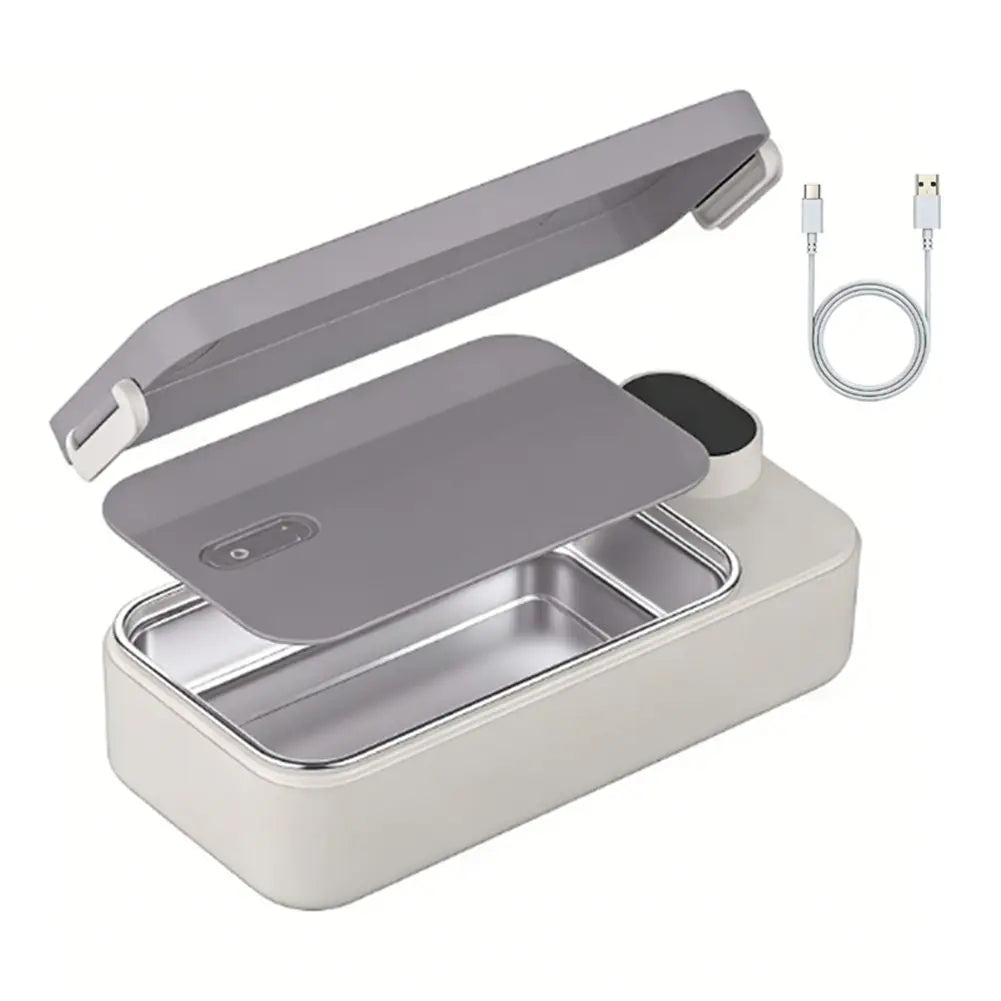 Stainless Steel Heating Lunch Box with Leak Proof Detachable Inner Container for Office Travel Hiking 26X12X7Cm