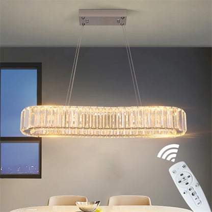 Crystal Ring Chandelier – Dimmable LED with Remote
