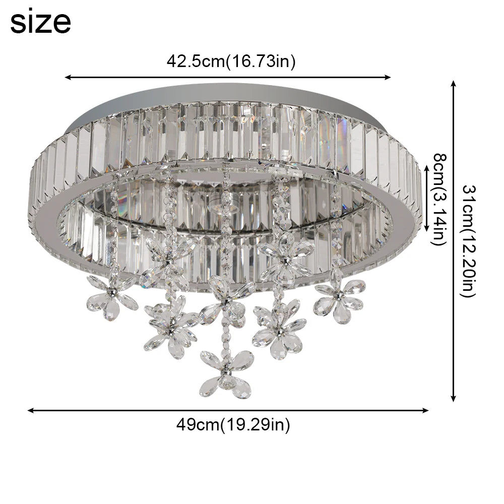Crystal LED Chandelier – Modern Flush Mount Ceiling Lamp
