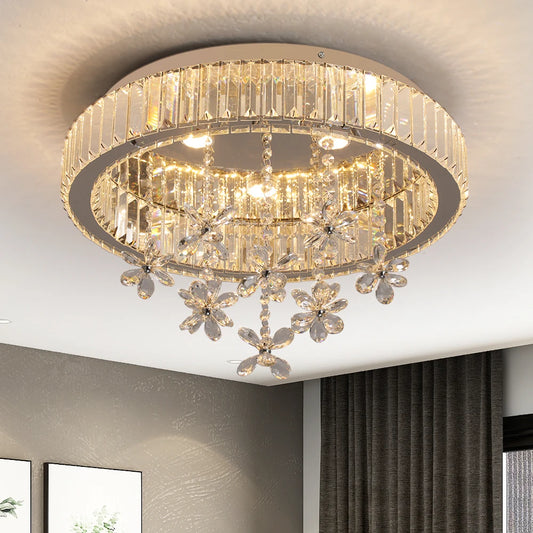 Crystal LED Chandelier – Modern Flush Mount Ceiling Lamp