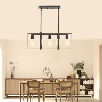 5-Light Rattan Pendant Light – Farmhouse Chandelier
