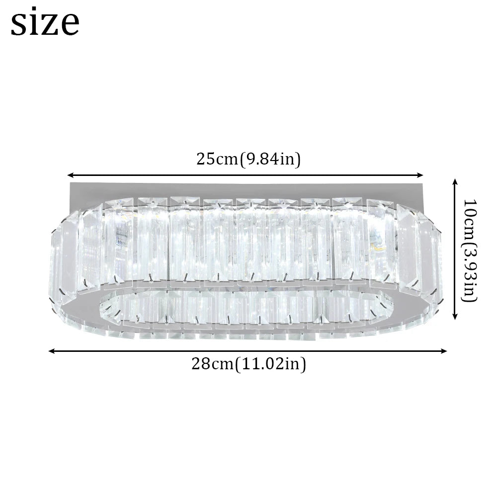 Crystal LED Ceiling Lamp – 3-Color Dimmable Light