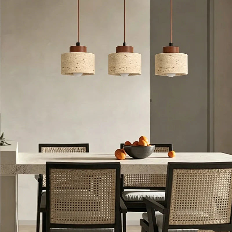 Wabi-Sabi Stone Pendant Lamp – Bedside Hanging Light