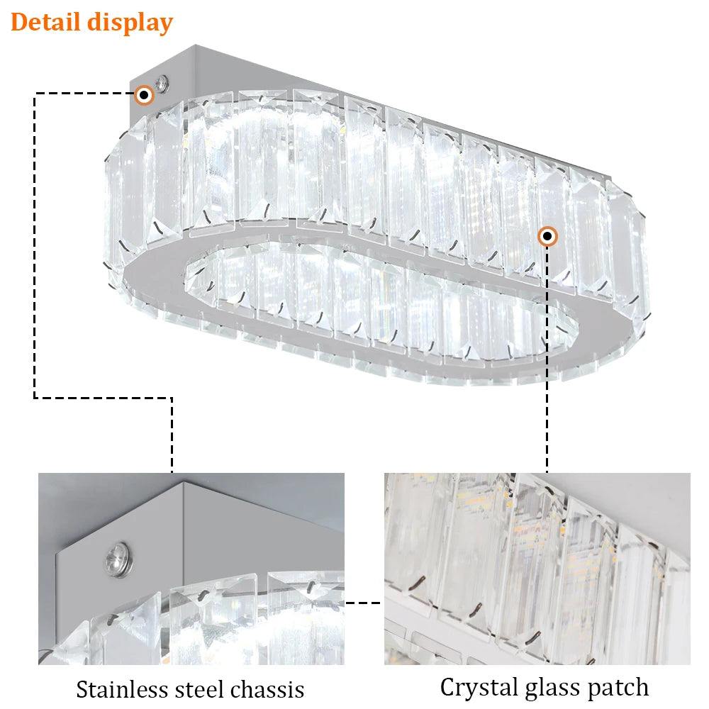 Crystal LED Ceiling Lamp – 3-Color Dimmable Light