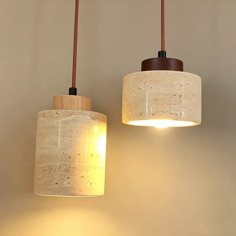 Wabi-Sabi Stone Pendant Lamp – Bedside Hanging Light
