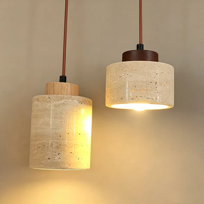 Wabi-Sabi Stone Pendant Lamp – Bedside Hanging Light