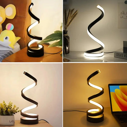 Spiral LED Table Lamp – Dimmable Bedside Night Light