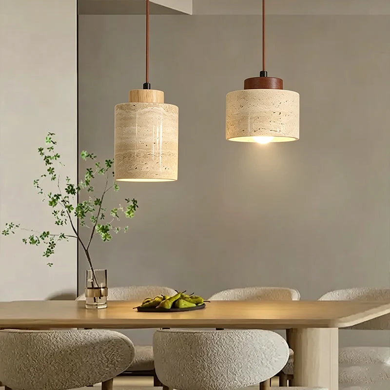 Wabi-Sabi Stone Pendant Lamp – Bedside Hanging Light