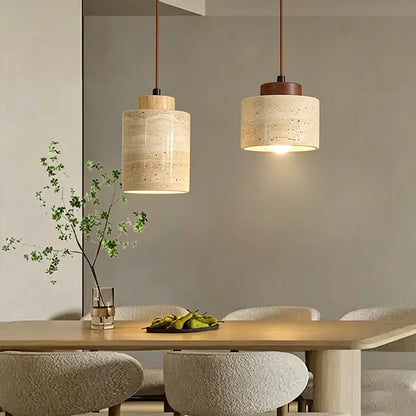 Wabi-Sabi Stone Pendant Lamp – Bedside Hanging Light