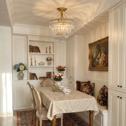 Gold Crystal Chandelier – Semi-Flush Ceiling Light