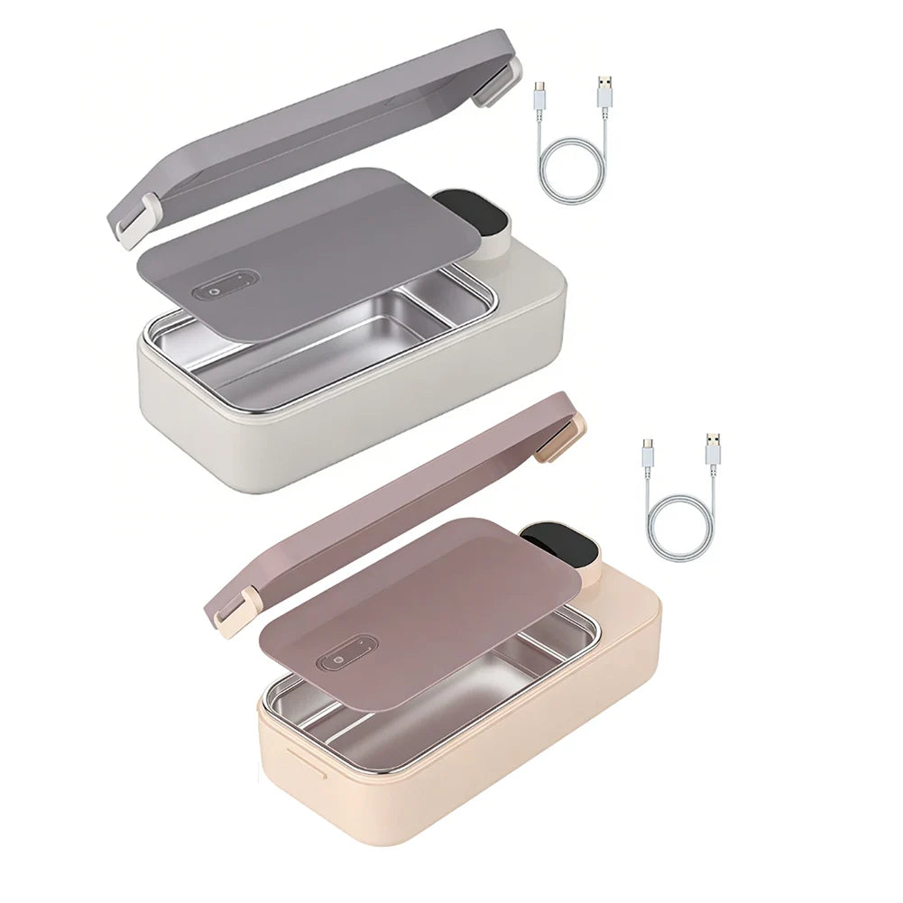 Stainless Steel Heating Lunch Box with Leak Proof Detachable Inner Container for Office Travel Hiking 26X12X7Cm