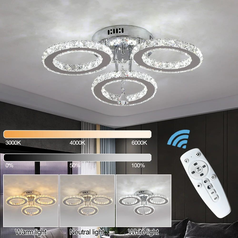 Crystal LED Pendant Light – Dimmable with Remote