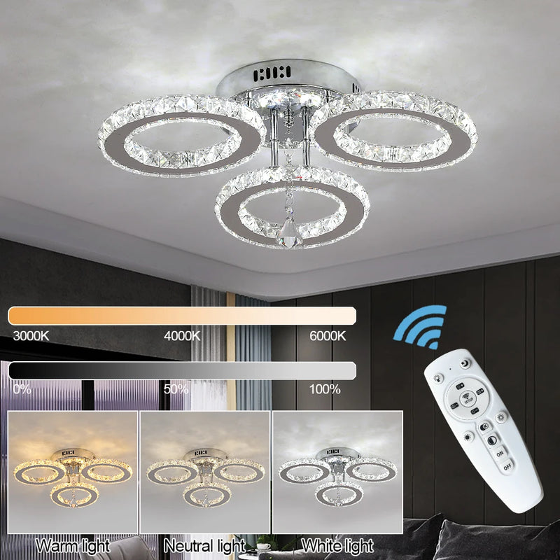 Crystal LED Pendant Light – Dimmable with Remote