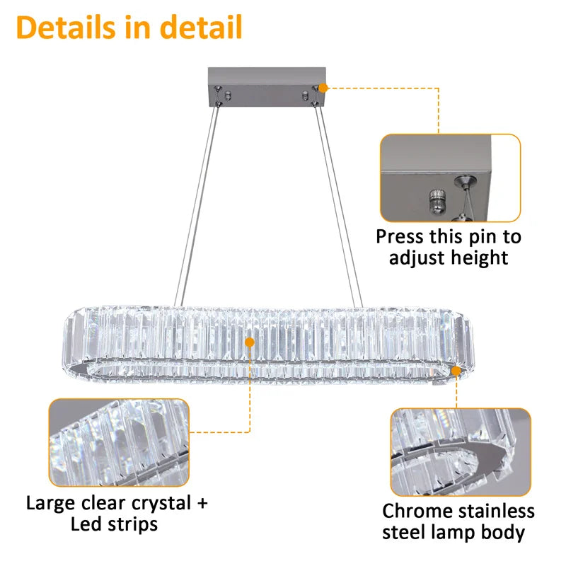 Crystal Chandelier – Modern Dimmable Dining Room Light