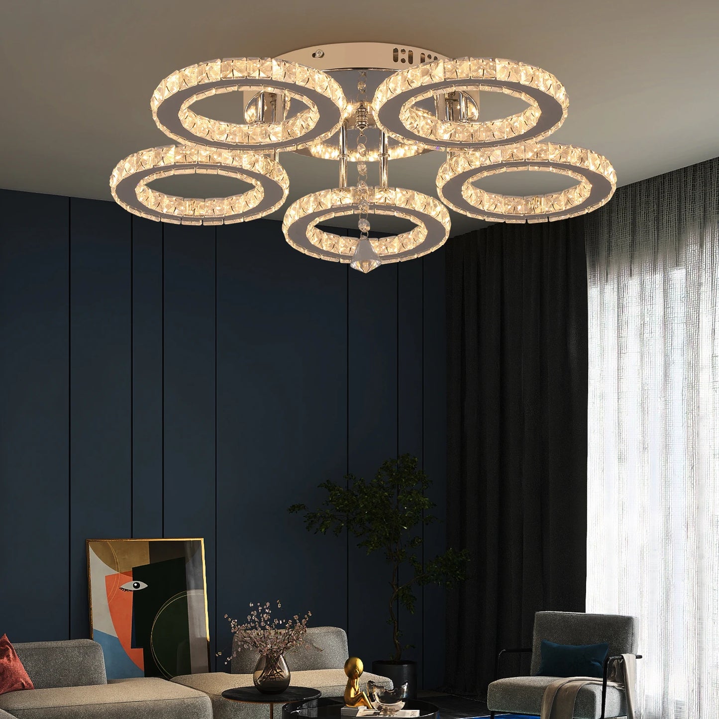 Crystal LED Pendant Light – Dimmable with Remote