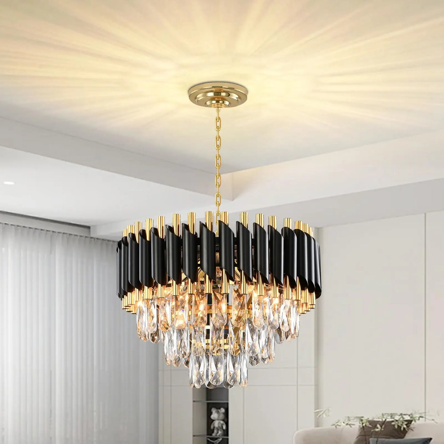 3-Tier Crystal Chandelier – Modern Dining Room Light