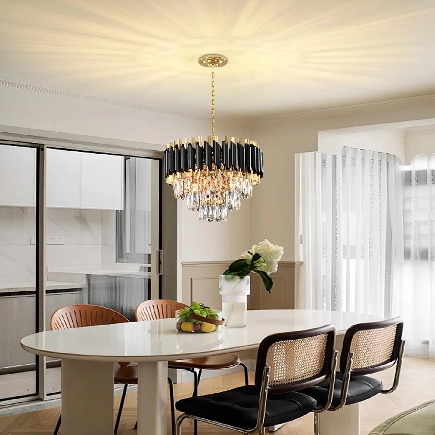 3-Tier Crystal Chandelier – Modern Dining Room Light